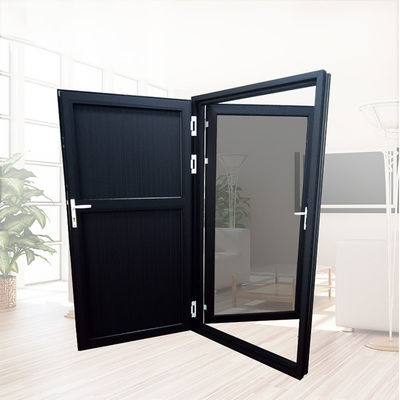 Porta in lega di alluminio integrata con schermo di finestra con profili bianchi e acciaio inossidabile