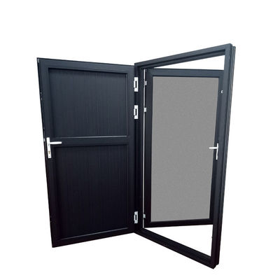 Porta in lega di alluminio integrata con schermo di finestra con profili bianchi e acciaio inossidabile