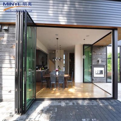 Porta a doppio ripiego in cristallo esterno in lega di alluminio con rivestimento in polvere e design pieghevole