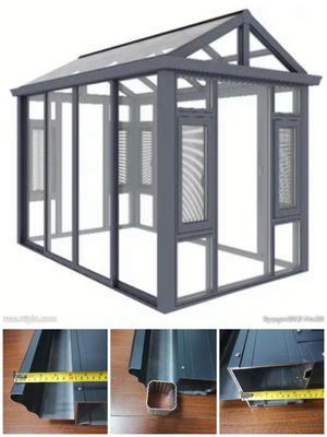 Sala solare da giardino in alluminio moderno con isolamento termico e vetro a prova di vento a doppio temperamento