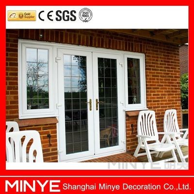 Buona tenuta all'aria e all'acqua PVC/UPVC Casement Glass Porta principale con griglie