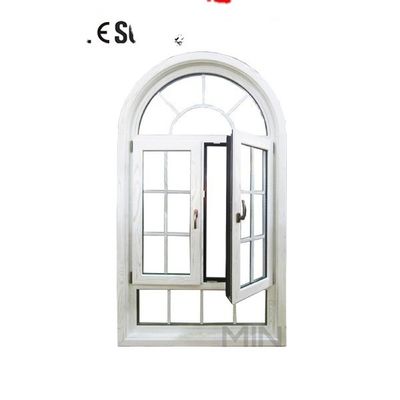 Fenestra a raggio in legno rivestito in alluminio con disegno di griglia di 1,4 mm e spessore del profilo di 14 mm