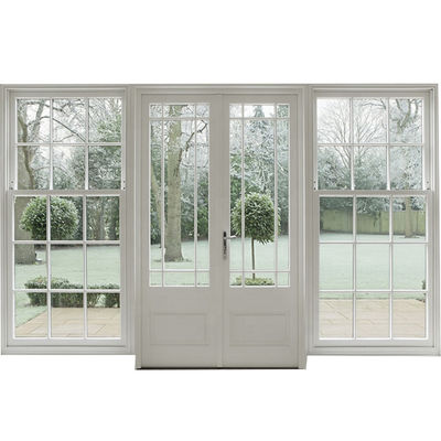 Porta d'ingresso di vetro doppio in PVC e UPVC in legno naturale