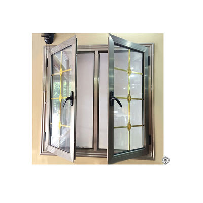 Moderno stile Swing Open alluminio doppio vetro vetrata finestra con disegni griglia