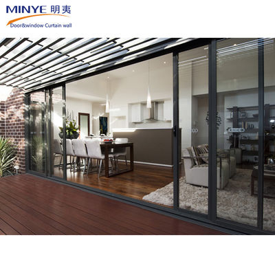 Stile di design francese doppio vetro porte a finestre in 4 binari porta scorrevole sistema commerciale
