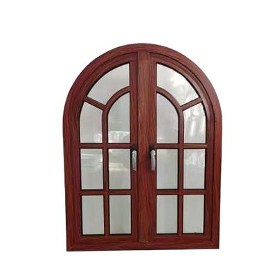 Finestra a forma di arco semicircolare di alluminio a grano di legno con apertura orizzontale