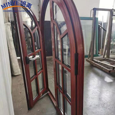 Finestra a forma di arco semicircolare di alluminio a grano di legno con apertura orizzontale