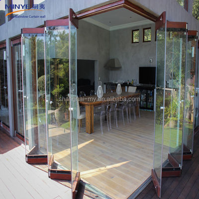 Bella porta pieghevole senza cornice in vetro personalizzato in alluminio con isolamento termico