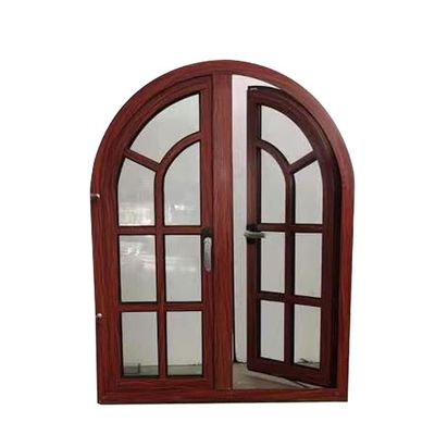 Finestra di casamento a arco semicircolare a profilo di alluminio standard CE con disegno a grano di legno
