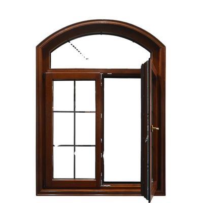 Finestra di casamento a arco semicircolare a profilo di alluminio standard CE con disegno a grano di legno