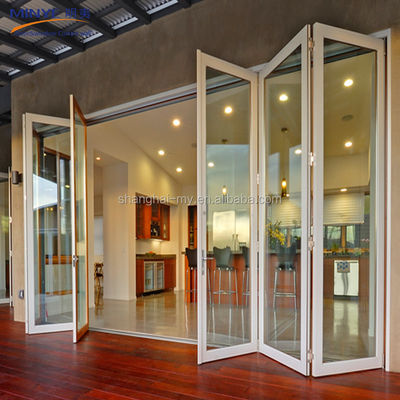 Porta bifold esteriore di design moderno con materiale in alluminio e schermo a maglia piegata