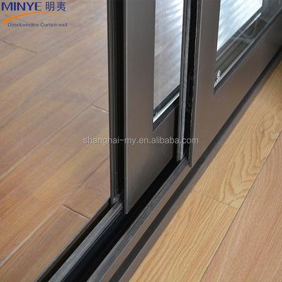 Aluminio rivestito legno 3 pannelli porte del patio con basso-E vetro temperato porta scorrevole di vetro