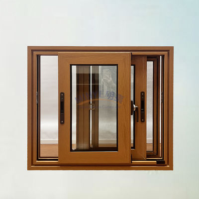 Energia- Finestra scorrevole in alluminio con grano di legno e rete di schermo in acciaio inox