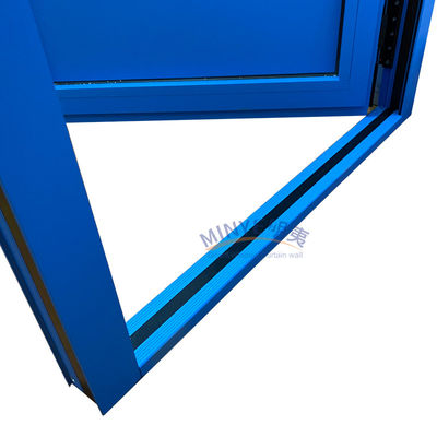 Porta di casamento in alluminio blu con vetro doppio temperato e serratura a codice elettronico