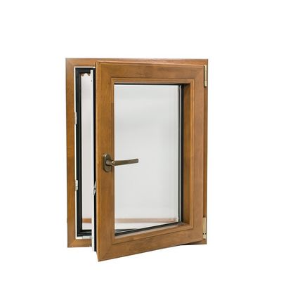 Disegno di legno di grano di rottura termica in alluminio Tilt e girare finestra con doppio vetro temperato