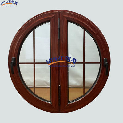 Finestra a rivestimento rotondo in alluminio con vetro di legno e rivestimento anodizzato