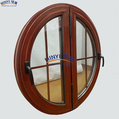 Finestra a rivestimento rotondo in alluminio con vetro di legno e rivestimento anodizzato
