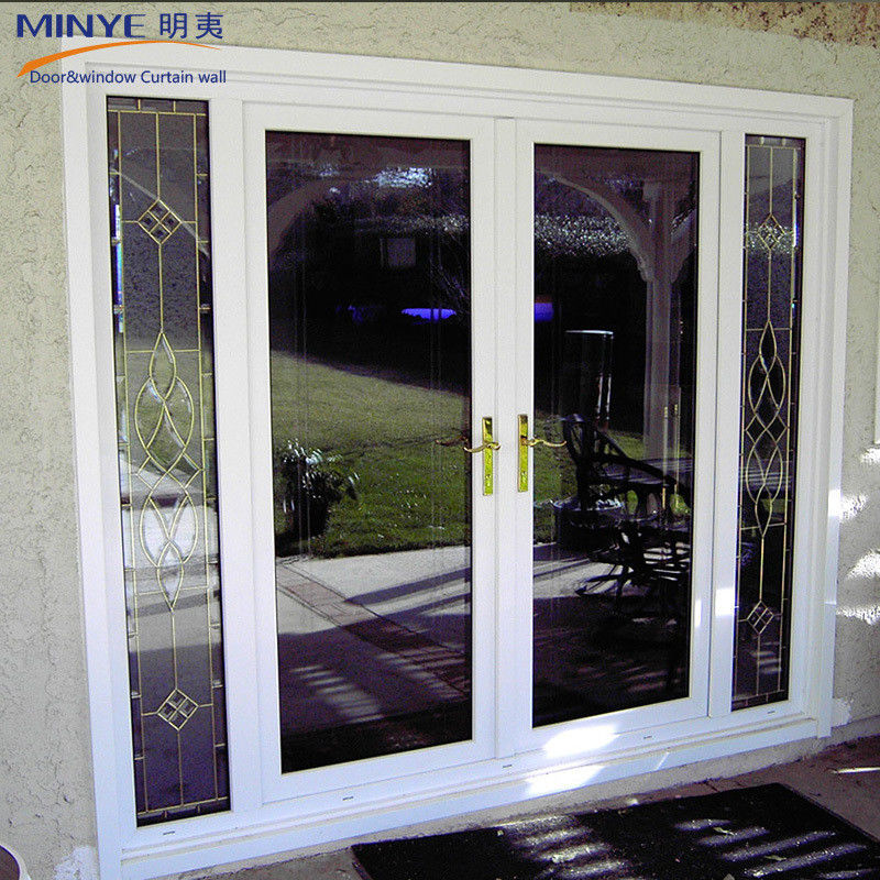Australia Standard PVC Front French Glass Casement Door con luce laterale esterna