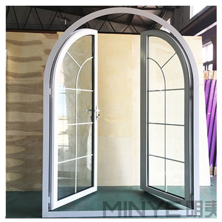 Arch Top Design Windproof Casement Door con finitura rivestita in polvere in stile rustico